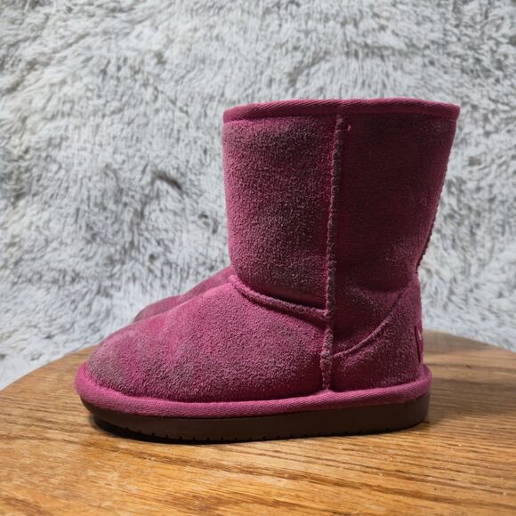 Koolaburra by Ugg Toddler Kid Sz 10 Sherpa Lined Pink Suede Winter Slip On Boots - Picture 9 of 11